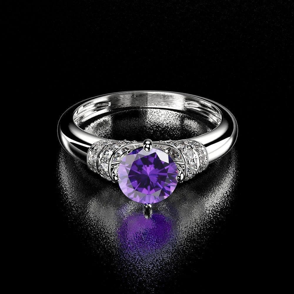  Ewigkeits-Diamant-Ringe für Frauen 925 Sterlingsilber-Weißgold-Edelstein-Amethyst-Ring Natürlicher Moissanite-Damenring 