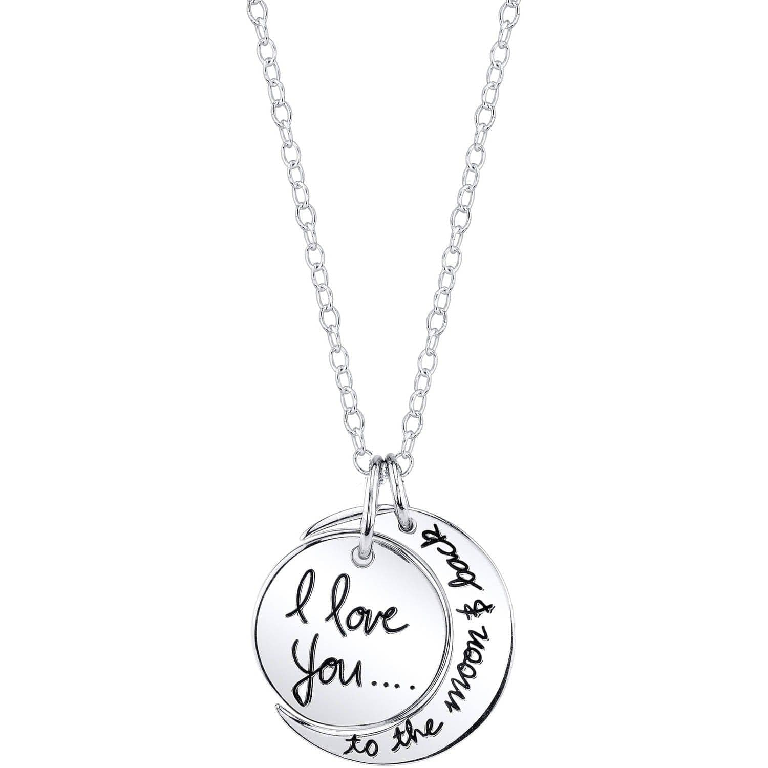  Little Luxuries Damen-Halskette „I Love You to the Moon & Back“ aus Sterlingsilber, 45,7 cm 