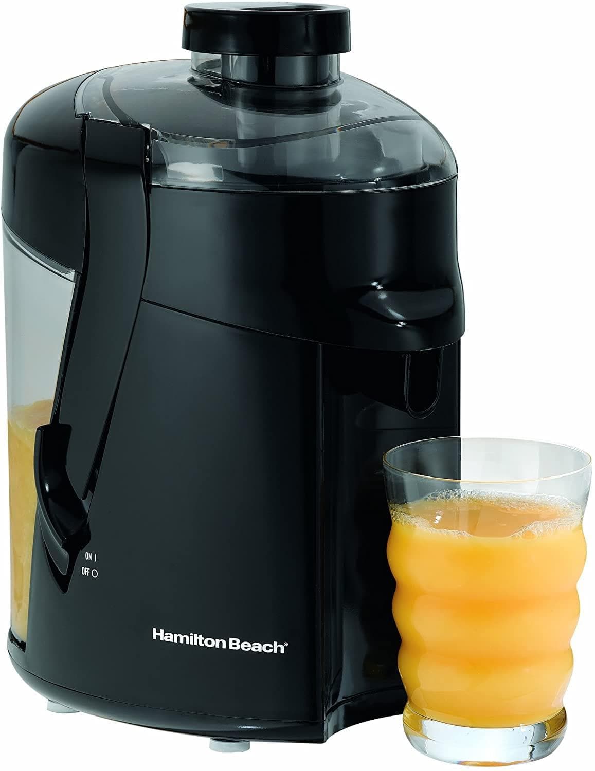  Hamilton Beach HealthSmart Juicer Machine, Zentrifugalextraktor 2,4 Zoll Zuführschacht für Obst und Gemüse, leicht zu reinigen, BPA-frei, 400 W, schwarz (67801) 