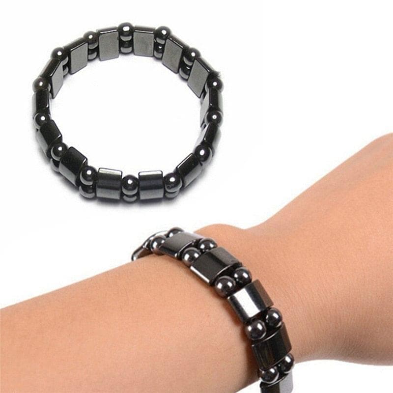  Healf Mond magnetischer schwarzer Stein Magnetfeldtherapie Schlankheitsarmband Gewichtsverlust runde schwarze Steinarmbänder 