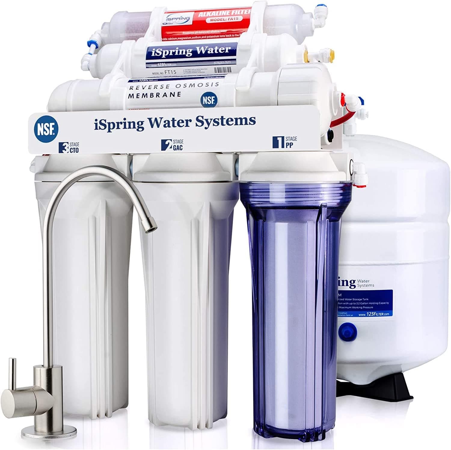  iSpring RCC7AK, NSF-zertifiziertes 75 GPD, 6-stufiges Umkehrosmosesystem, pH+ alkalische Remineralisierung RO-Wasserfiltersystem unter der Spüle, Trinkwasserfilter mit hervorragendem Geschmack 