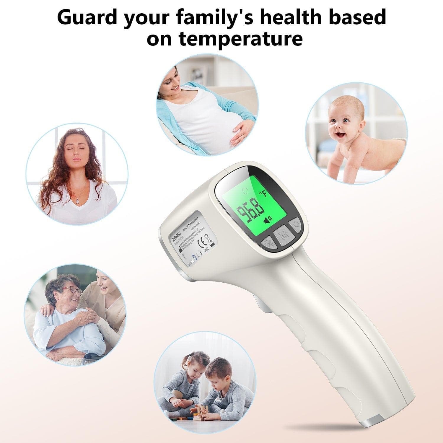  JUMPER Baby-Stirnthermometer FR202 Klinisch getestetes digitales Infrarot-Thermometer Genaues digitales Thermometer mit Fieberalarmfunktion für Kinder, Kleinkinder, Kinder, Erwachsene, CE- und FDA-zugelassen 