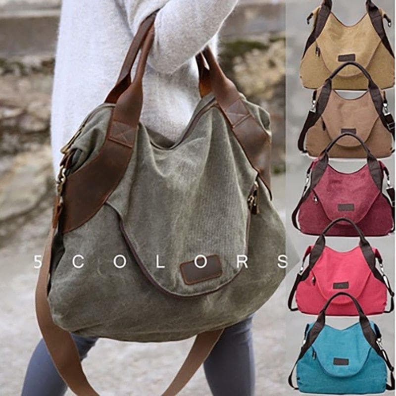  Kvky Marke Große Tasche Casual Tote Damen Handtasche Schulter Handtaschen Canvas Leder Kapazität Taschen Für Frauen 