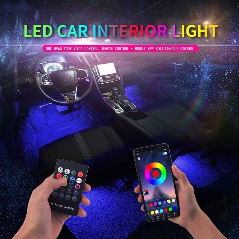  Led Auto Fuß Umgebungslicht mit USB Zigarettenanzünder Hintergrundbeleuchtung Musiksteuerung App RGB Auto Innenraum dekorative Atmosphäre Lichter 