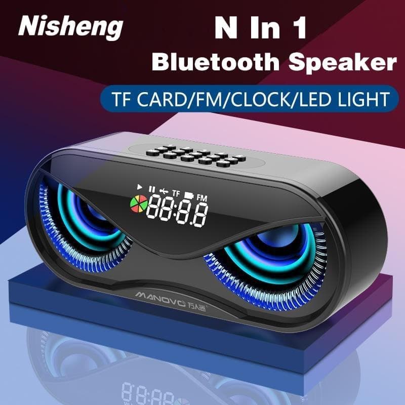  M6 Cool Owl Design Bluetooth-Lautsprecher LED-Blitz, kabelloser Lautsprecher, UKW-Radio, Wecker, TF-Karte, Unterstützung, Songs nach Nummer auswählen (schwarz) 