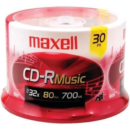  Maxell 80-Minuten-Musik-Cd-Rs (30-ct-Spindel) (Packung mit 1 Stück) 