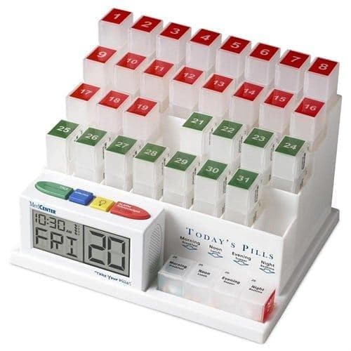  MedCenter System Monatlicher Pillen-Organizer – Pillenspender und Erinnerungsalarm 