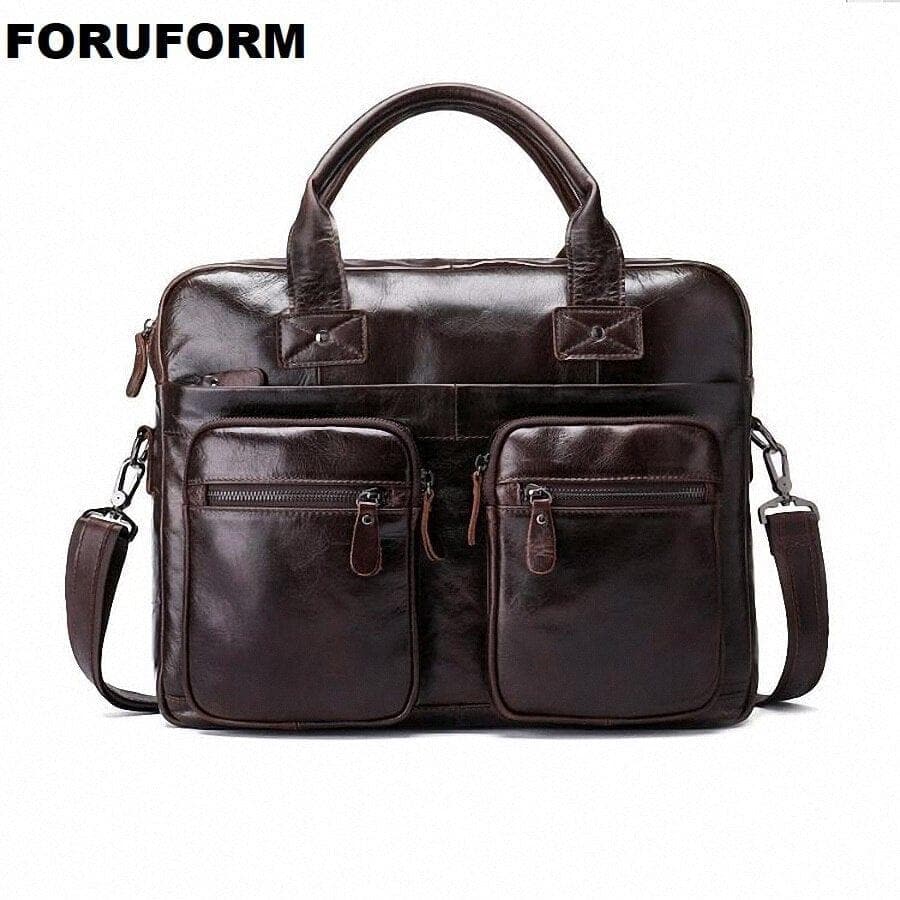  Herren Oil Waxy Leather Design Business Aktentasche 14 Zoll Laptop Dokumententasche Fashion Attache Messenger Bag Tote Portfolio LI-2266 (Kaffee) 