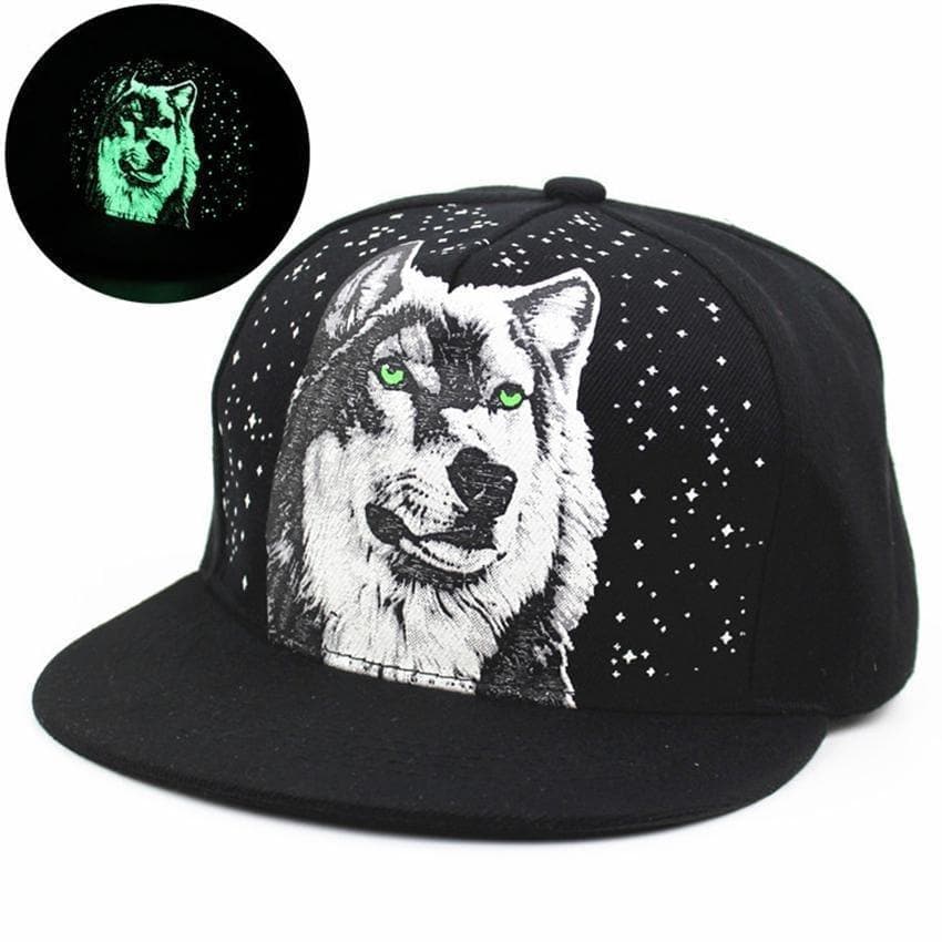  Herren Damen New Glow In The Dark Print WOLF Snapback Caps verstellbar 