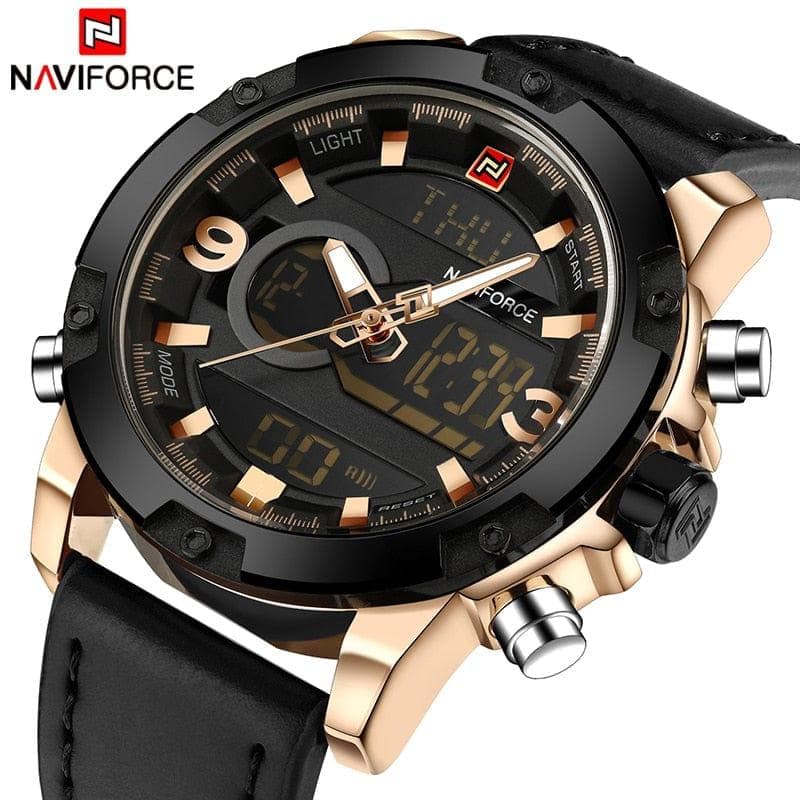  NAVIFORCE Luxusmarke Männer Analog Digital Leder Sportuhren Herren Armee Militäruhr Mann Quarzuhr Relogio Masculino 