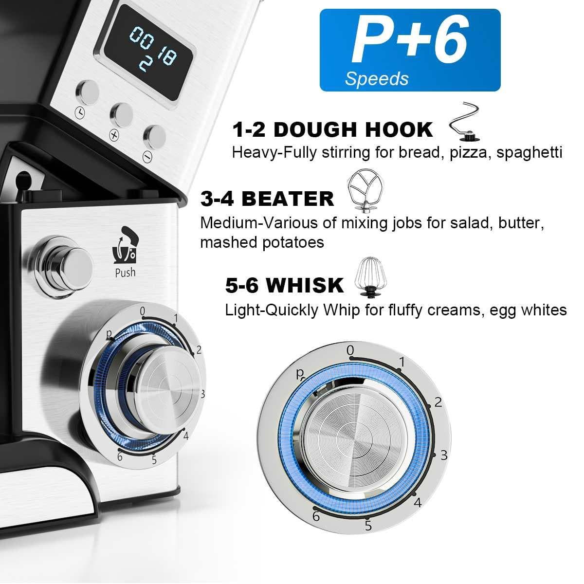  Neue 1300W LCD Professionelle Küche Lebensmittel Standmixer 6 Geschwindigkeiten Pulse Sahne Schneebesen Mixer Brotbackmaschine Kneten Küchenmaschine 