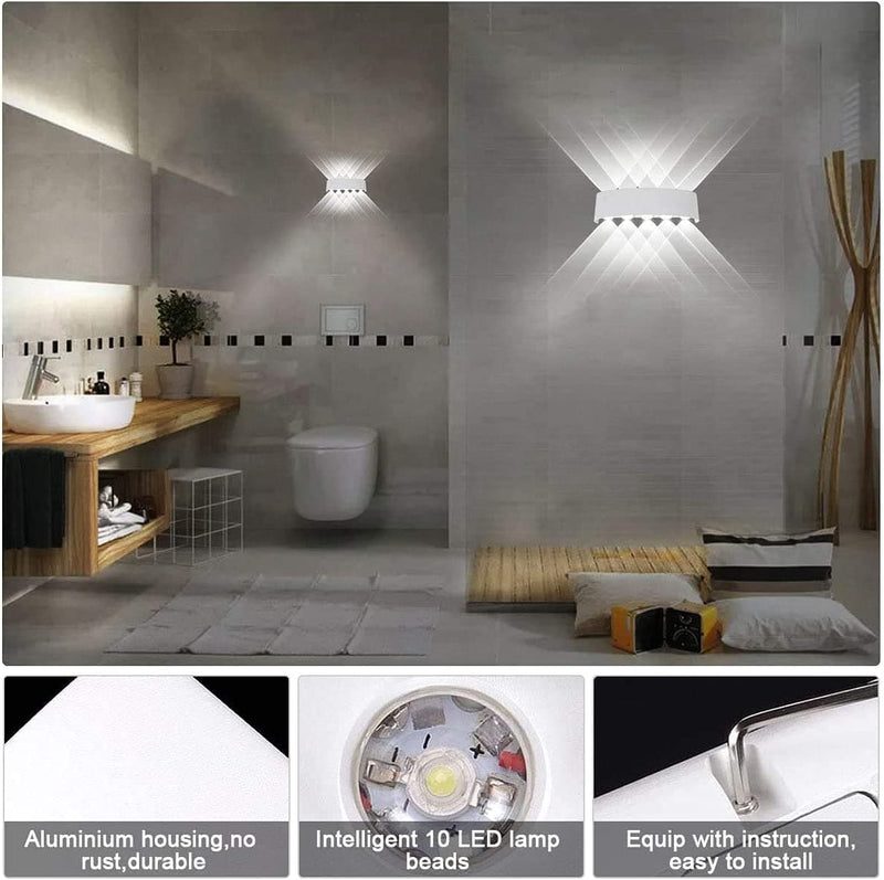 Phenas Modern Wall Lamp LED Wall Light Up and Down Waterproof IP65 Aluminum Wall Sconces Indoor Outdoor for Bedroom Bathroom Porch Corridor Living Room Stairs, 10W White Light - Handbags Specialist Headquarter