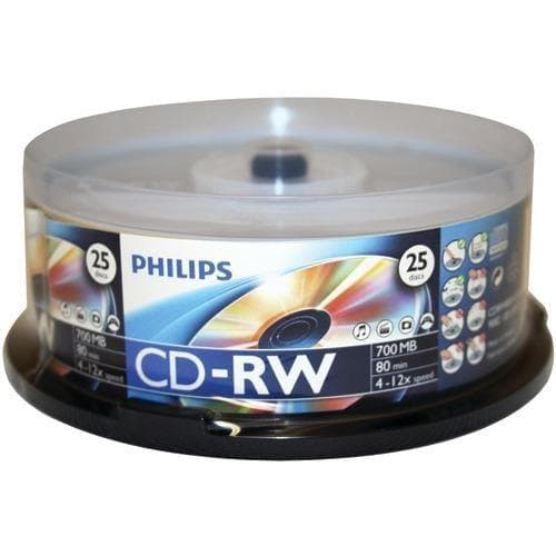  Philips 700 MB 80-Minuten-Cd-RWs, 25-ct-Spindel (Packung mit 1 Stück) 