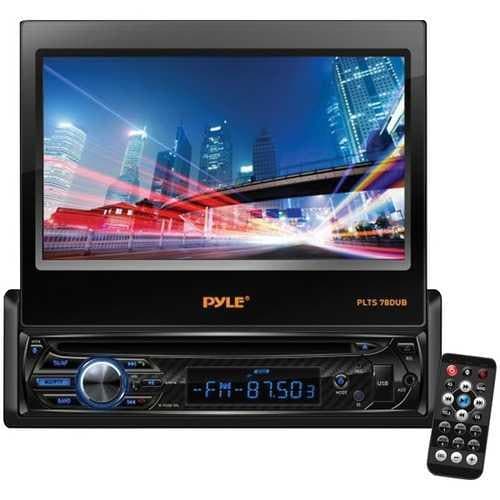  Pyle 7" Ein-DIN-DVD-Receiver im Armaturenbrett mit motorisiertem ausklappbarem Touchscreen &amp; Bluetooth (Packung mit 1 Stück) 