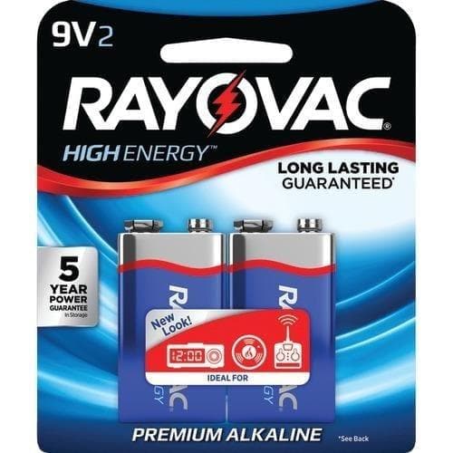  Rayovac 9-Volt-Alkalibatterien, 2 Pk (Packung mit 1 Ea) 