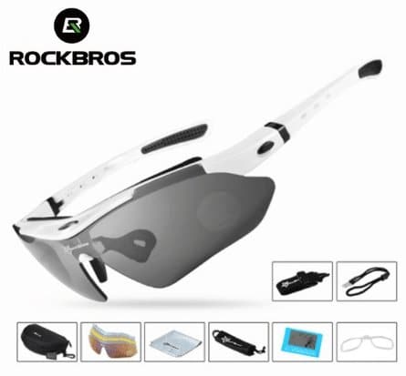  ROCKBROS Polarisierte Sport Herren Sonnenbrille Rennradbrille Mountainbike Fahrrad Reitschutzbrille Brillen 5 Linsen 