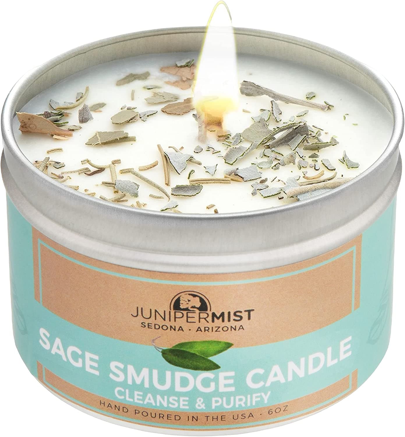  Rose Blessing Smudge Candle zur Reinigung negativer Energie + Handgefertigt in Sedona mit Sojawachs, ätherischen Ölen, echten Rosenblättern und Salbeiblatt + Rauchfreie Alternative zu Sage Smudge Sticks und Räucherstäbchen 