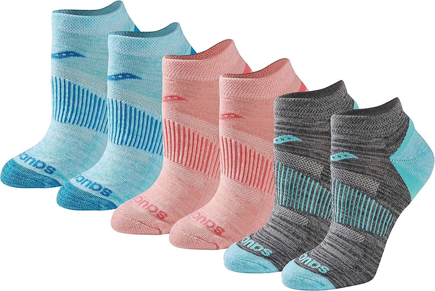  Saucony Damen Selective Cushion Performance No Show Athletic Sport Socken (6 & 12 Paar) 