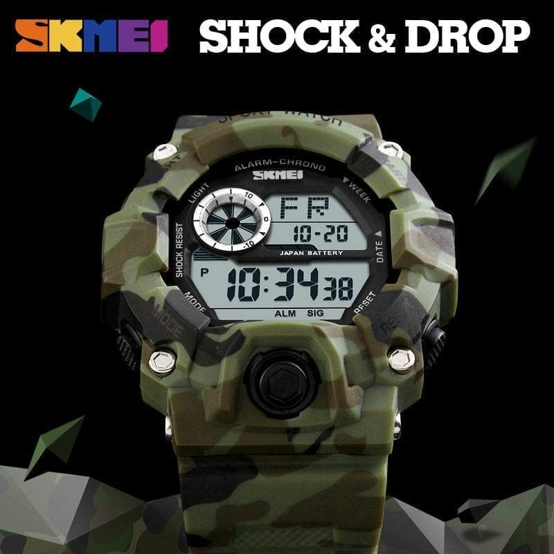  SKMEI 1019 Outdoor Sportuhr Herren Wecker 5Bar Wasserdicht Militäruhren LED Display Shock Digitaluhr Reloj Hombre 