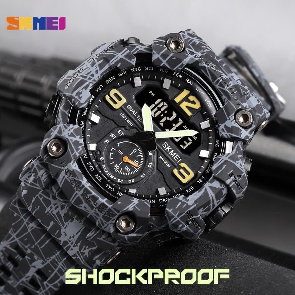  SKMEI 1637 Japan Uhrwerk 3 Zeit Dual Display Analog LED Elektronische Quarz Armbanduhr Military Herren Sportuhren Relogio Masculino 