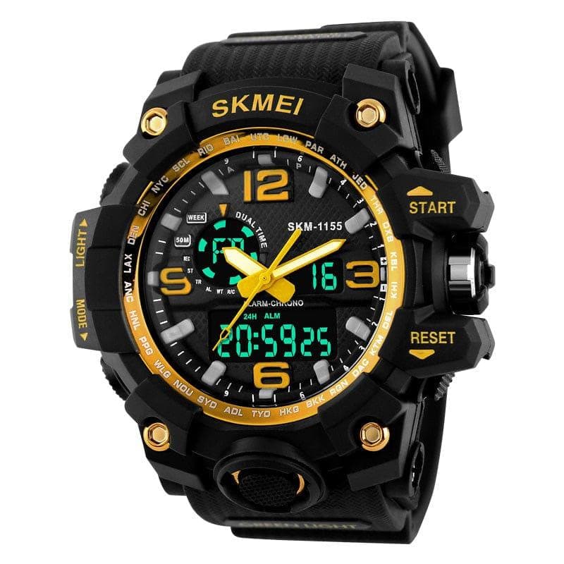  SKMEI Relogio Masculino Herren Quarz Digitaluhr 2 Zeit Militär Armee Sportuhren Wasserdichter Kalender Chronograph Armbanduhr 