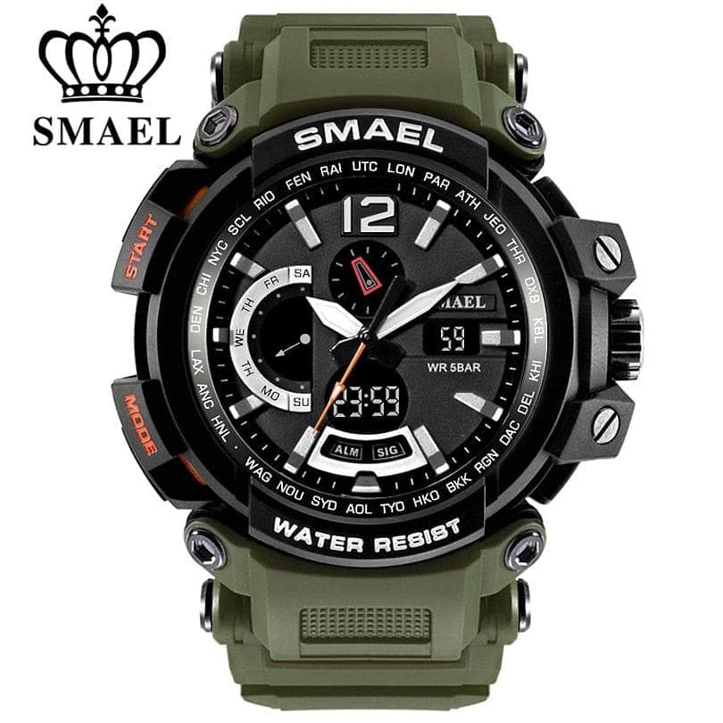  SMAEL 1702 Top-Marke Luxus Sportuhr Herren Digitaluhren 5Bar wasserdichte Militär Dual Display Armbanduhren Relogio Masculino 