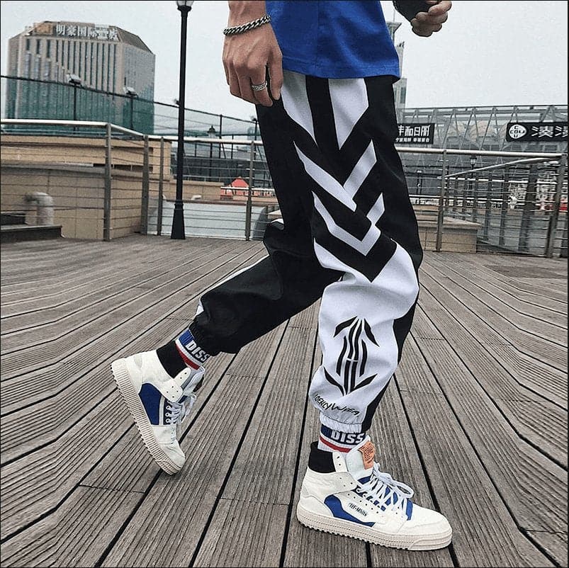  Streetwear Hip Hop Jogger Hose Herren Lose Haremshose Knöchellange Hose Sport Lässige Jogginghose Weiß Techwear 