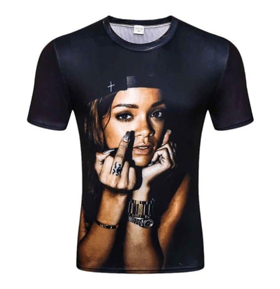  Sommermode T-Shirts Rihanna T-Shirt Männer Schwarz Pop Herren T-Shirt T-Shirt 