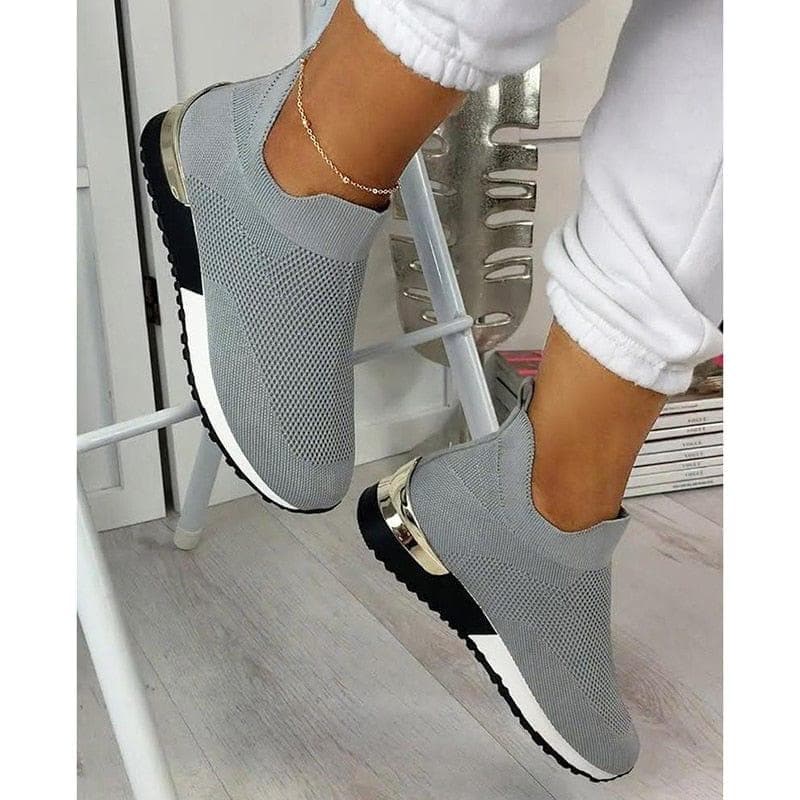  Sommer Schuhe Für Frauen 2021 Neue Elegante Elastische Slip-on Flache Schuhe Für Frauen Mesh Obere Atmungsaktive Turnschuhe Zapatillas Mujer 