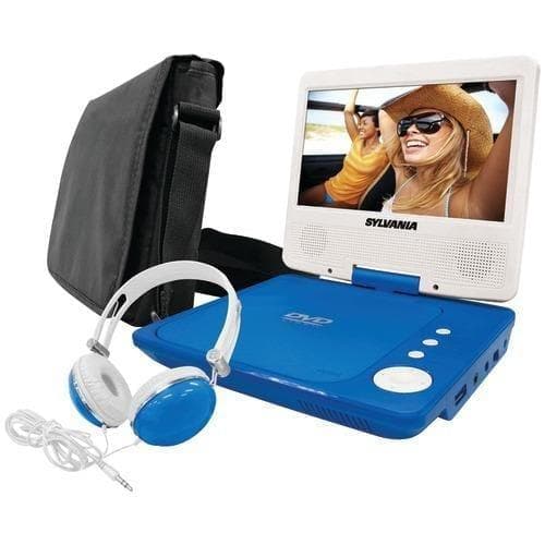  Sylvania 7" Tragbares DVD-Player-Paket mit schwenkbarem Bildschirm (blau) (Packung mit 1 Stück) 