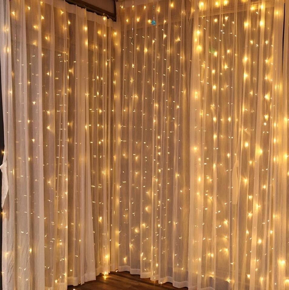  TORCHSTAR 9.8ft x 9.8ft LED-Vorhanglichter, sternenklare Weihnachtslichterkette, Eiszapfenlicht, Lichterkette, Vorhanglicht, dekorative Beleuchtung für Zimmer, Garten, Hochzeit, Weihnachten, Party, warmweiß 