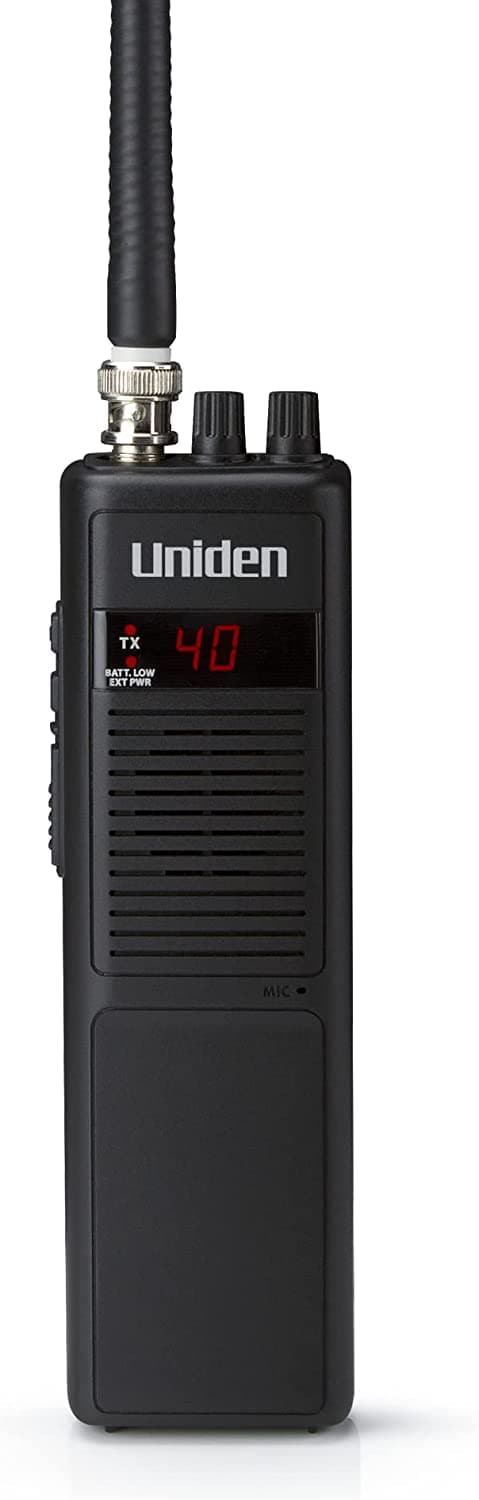  Uniden PRO401HH Professional Series 40-Kanal-CB-Handfunkgerät, 4 Watt Leistung mit Hi/Low-Power-Schalter, automatische Geräuschunterdrückung, Gürtelclip und Riemen im Lieferumfang enthalten, 2,75 Zoll. x 4,33 Zoll. x 8,66 Zoll. 