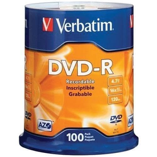  Verbatim 4,7 GB DVD-R (100-ct-Spindel) (Packung mit 1 Stück) 