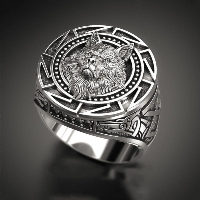  Vintage Fashion Viking Warrior Wolf Head Ringe für Männer Punk Schmuck Retro Wolf Totem Male Silber Farbe Ring Hip Hop Finger Bands 