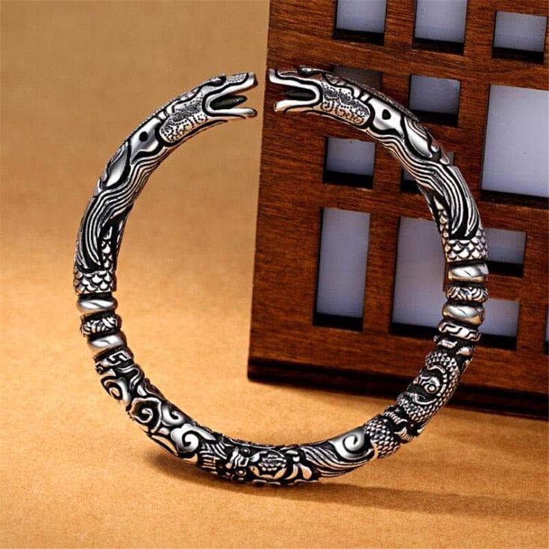  Vintage Punk Silber 925 Schmuck Mode Übertreibung Rock Schlangenkopf Muster 925 Thai Silber Armbänder & Armreifen für Männer 