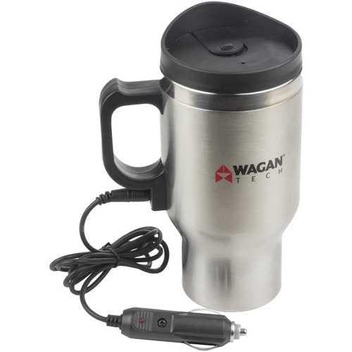  Wagan Tech 12 Volt Deluxe doppelwandiger beheizbarer Reisebecher aus Edelstahl (1 Stück) 