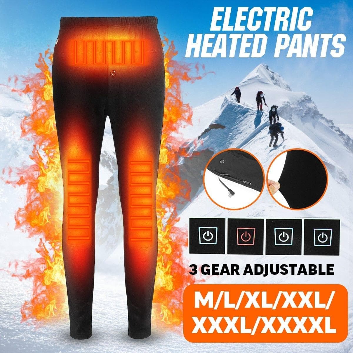  Damen Herren Winter Outdoor Wandern Heizhose Schlank USB Aufladen Beheizte Hose Skifahren Aufladen Elektrisch Beheizte Hose Hose 