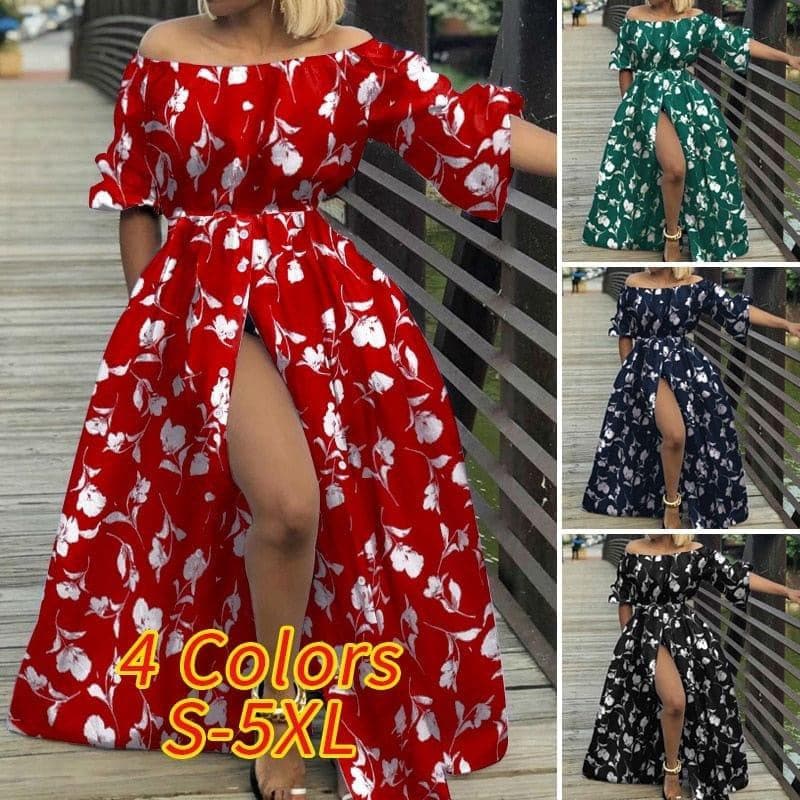  Damenkleid 2021 Celmia Herbst Sexy Hohe Taille Maxi Roben Hoch Split Langes Sommerkleid Dreiviertel Ärmel Weiß Party Vestidos 