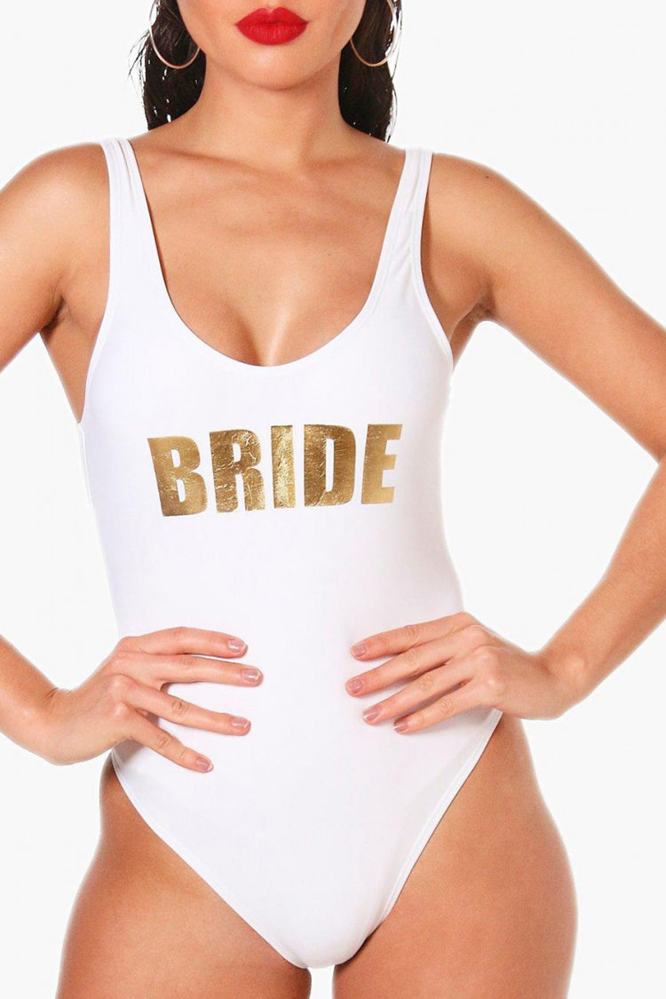 bride slogan swimsuit