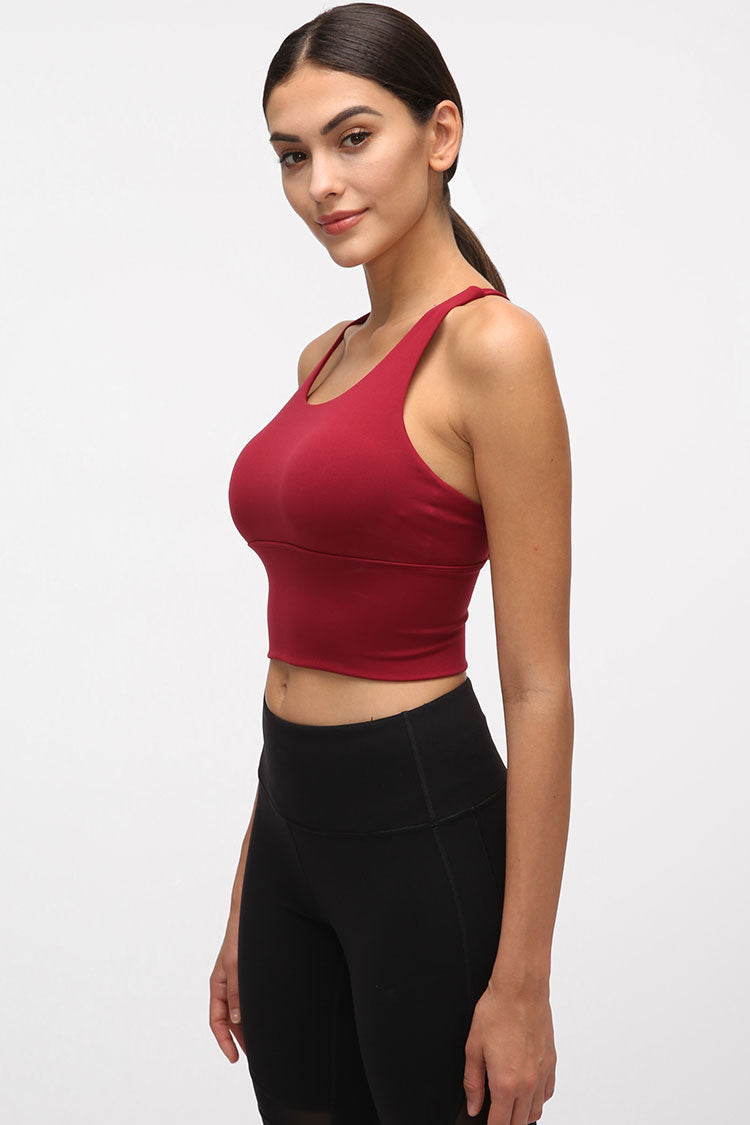 Cutout Cross Strappy Crop Top Sports Bra - Bikinishe