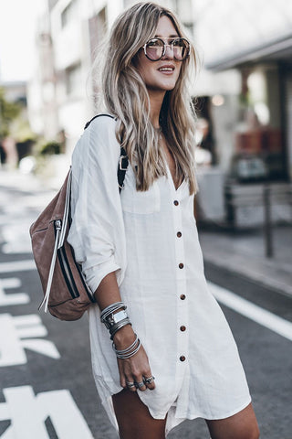 white button down beach cover up