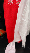 Red with light pink colour hakoba embroidered salwar set | PT194