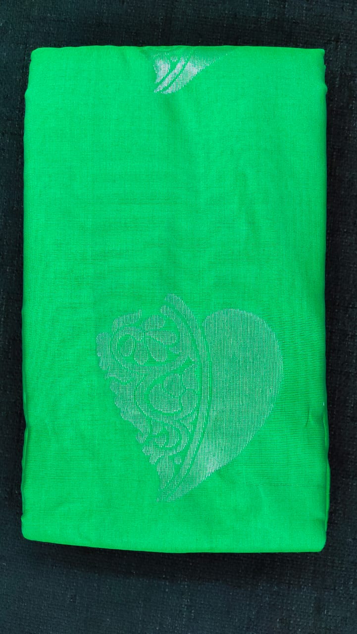 Bright green color cotton silk saree | SN240