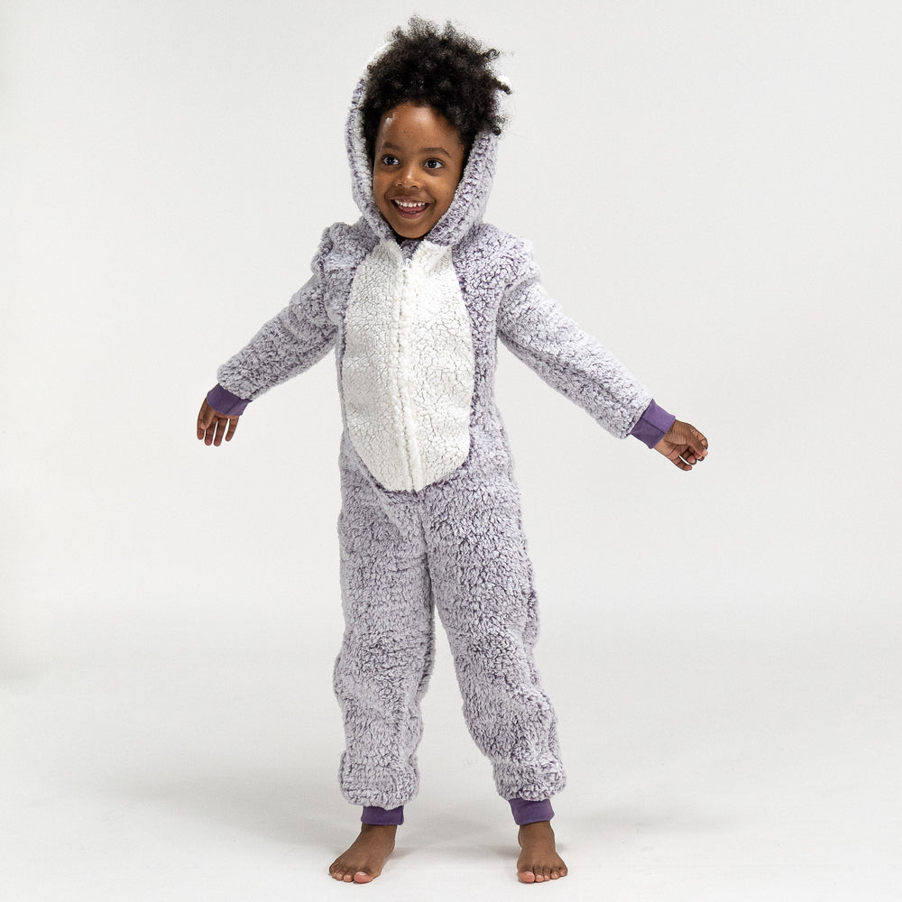 Pijama mono polar Erizo diseño con capucha, 5-10 años, Morado Blanco – Big Bertha ES