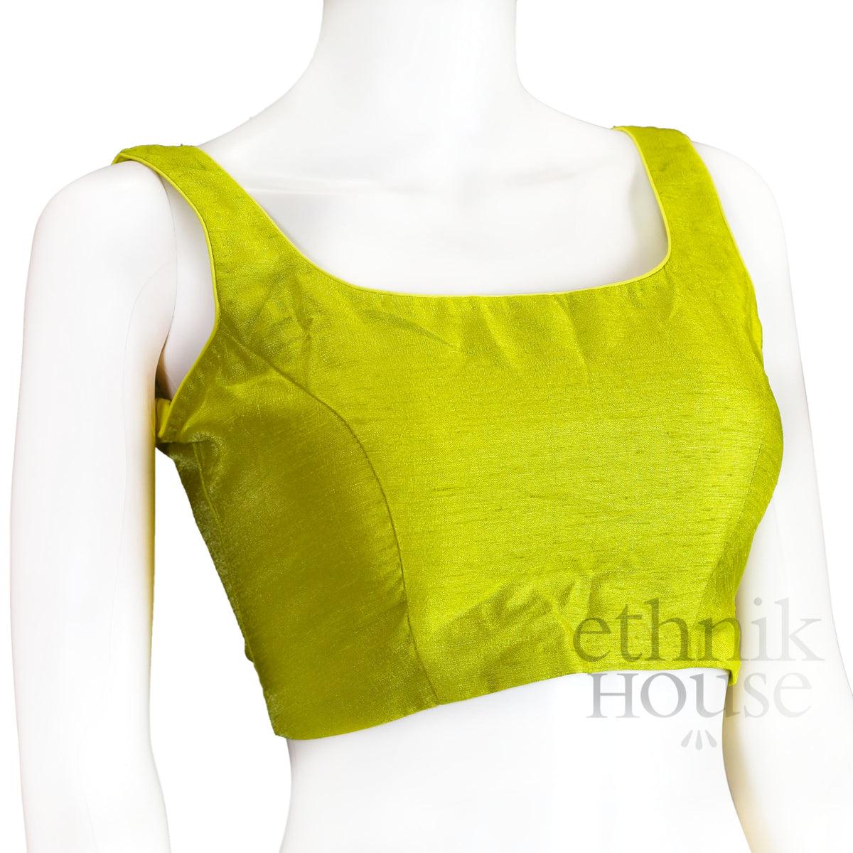 Silk square neck readymade sleeveless blouse – Ethnikhouse