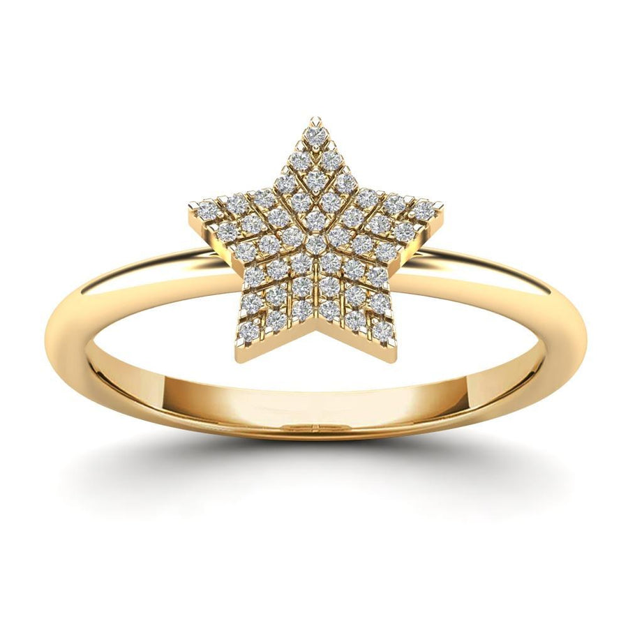 14K Solid Gold 0.12ctw Diamond Iced Out Star Womens Ring - anygolds