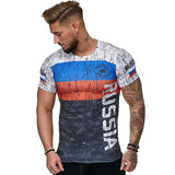 2019 Summer Russian flag men's casual fashion T-shirt round neck cool and lightweight man's T-shirt