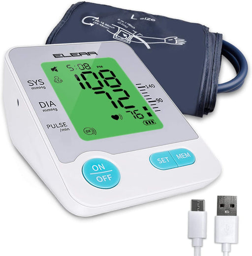 ELERA Blood Pressure Monitor with Two Cuffs - Extra Large Cuff 13-21 and  Standard 9-14, Accurate Automatic BP Machine with Large Screen, USB Cable