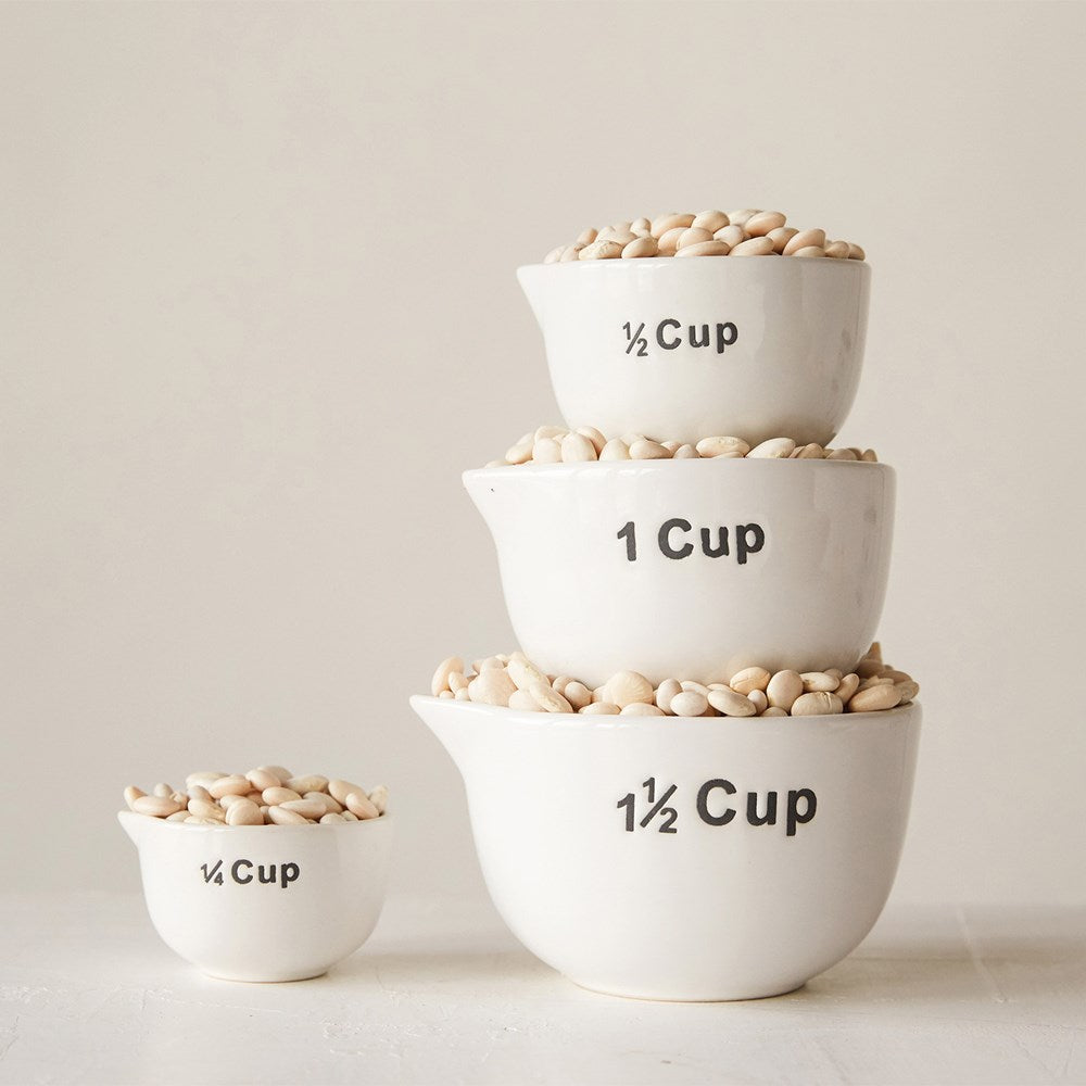 White Stoneware Measuring Cups