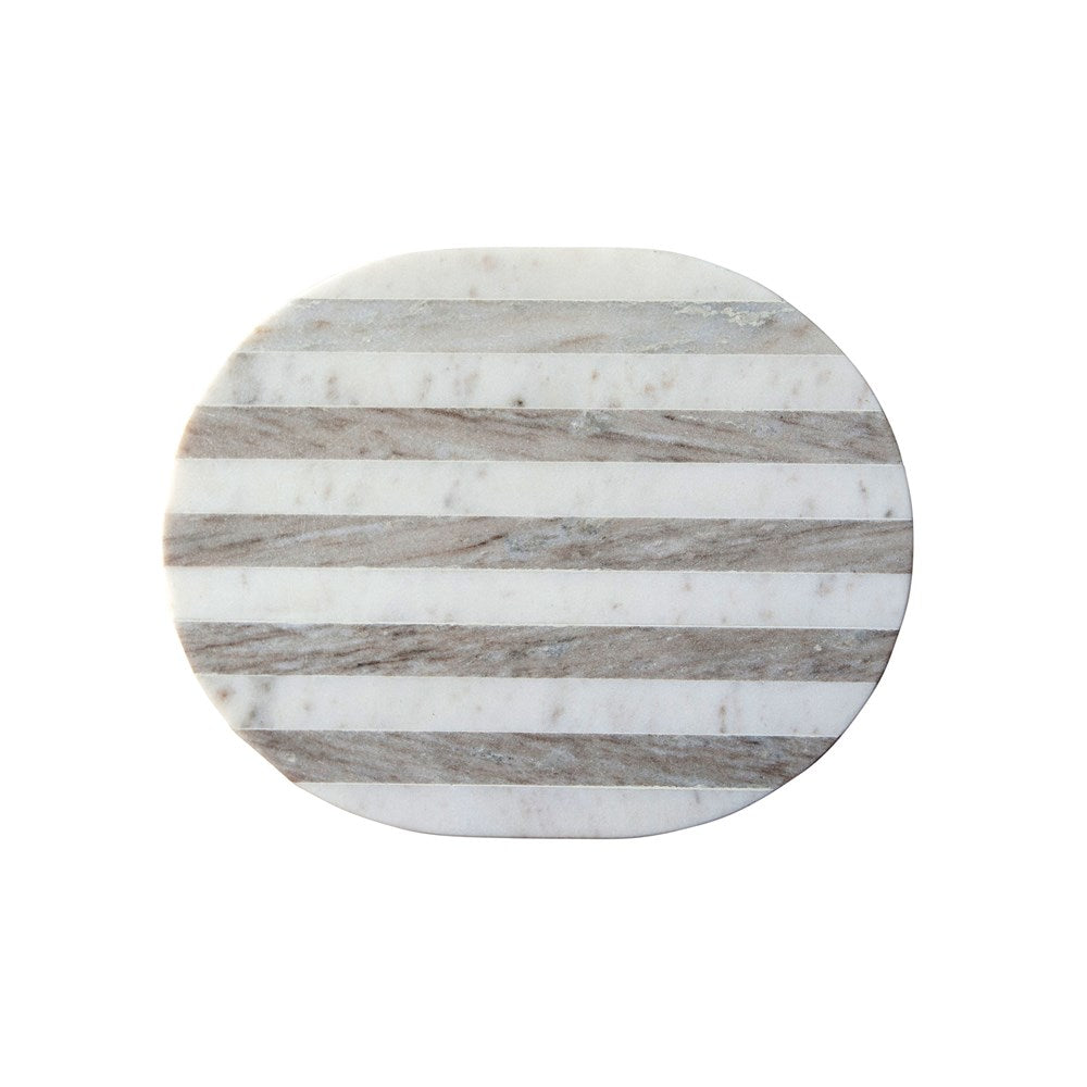 15"L Grey & White Stripe Marble Cheese/Cutting Board